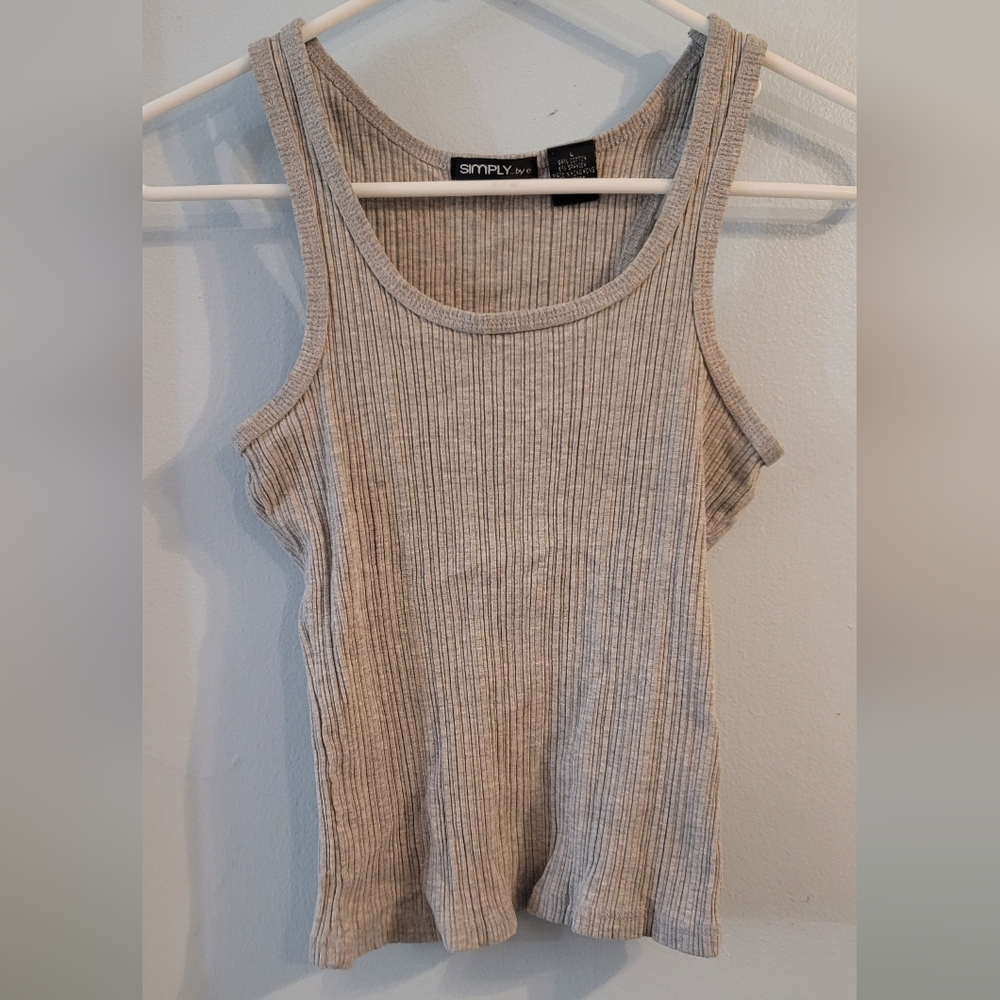 Simply gray tank top cotton spandex Racet Back L